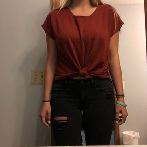 Red basic loose T shirt